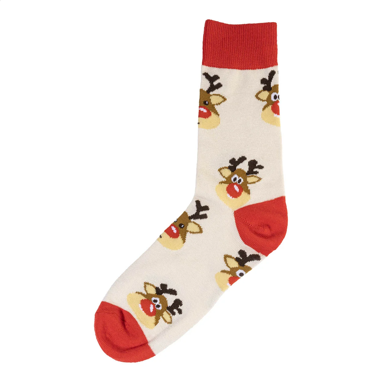 Weihnachtssocken Julsokka, Schneemann, natur, rot – Bild 3