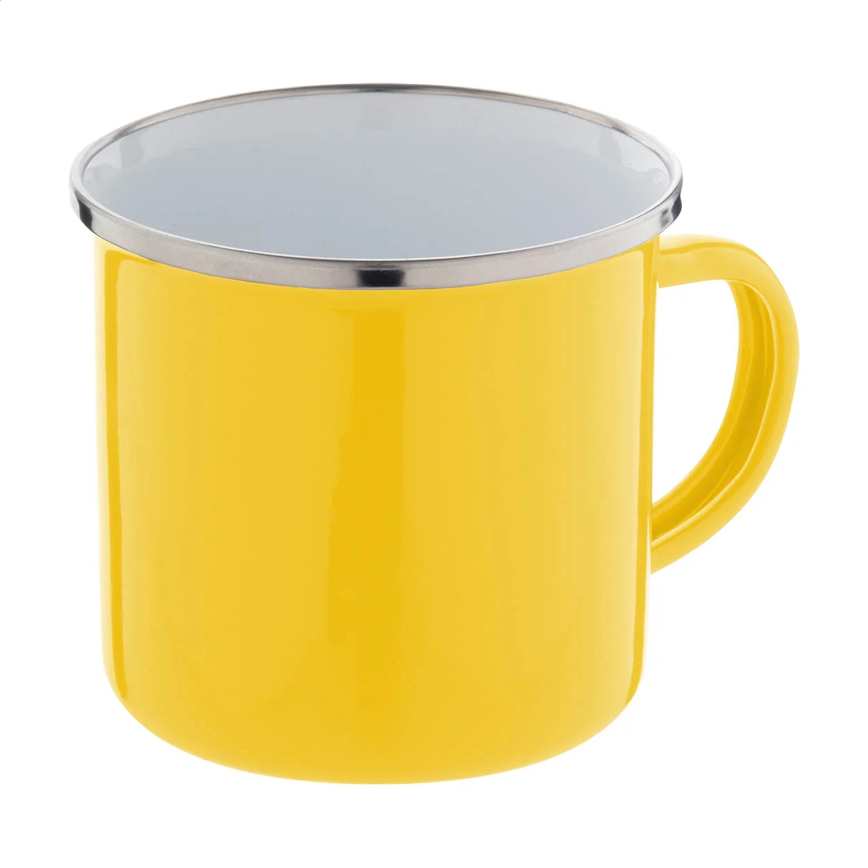 Emailletasse Enavint, gelb, weiß – Bild 2
