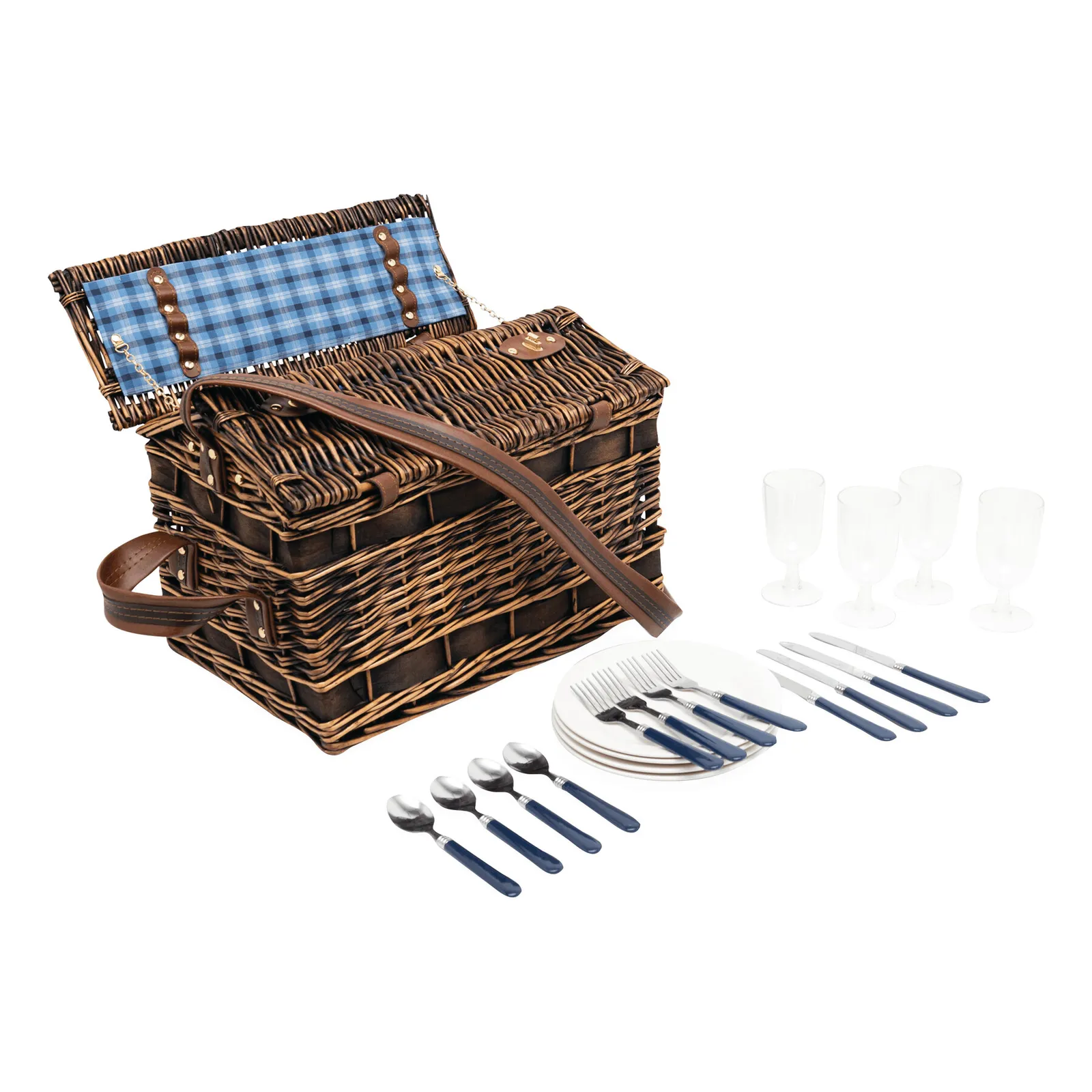 SUMMERTIME - Weiden-Picknickkorb blau, blau – Bild 5