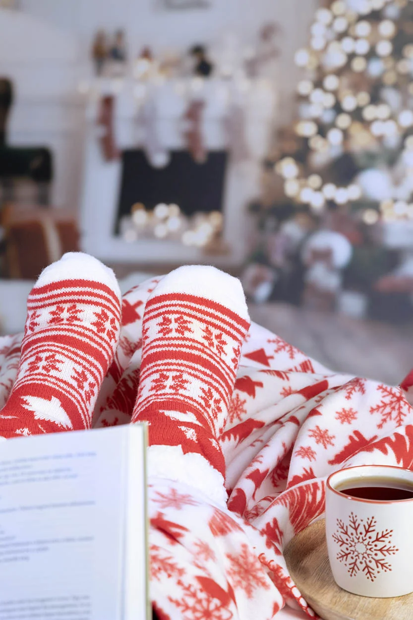 Weihnachtshausschuhsocken Norsokkar, rot – Bild 4