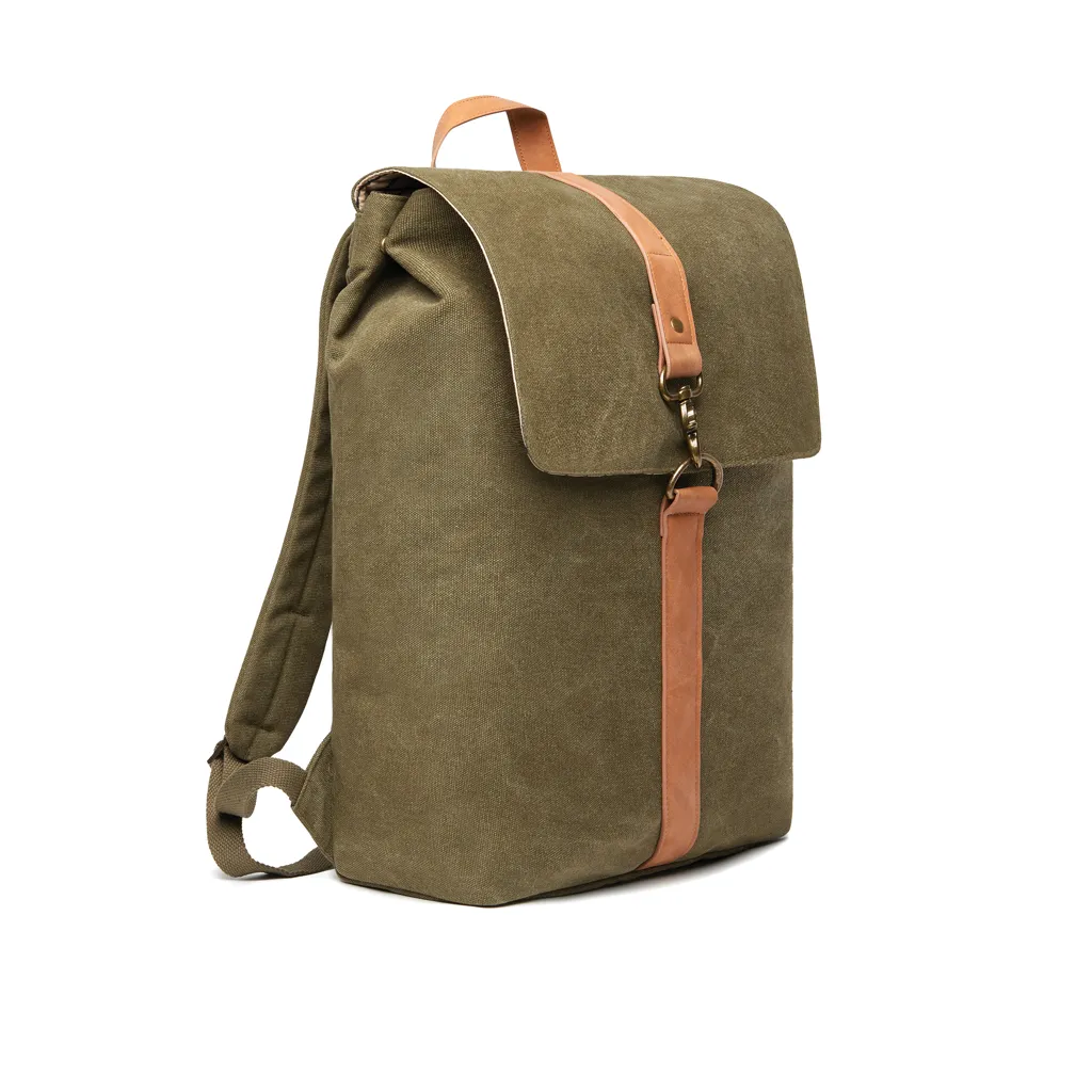 VINGA Bosler Rucksack aus GRS recyceltem Canvas, grün – Bild 3