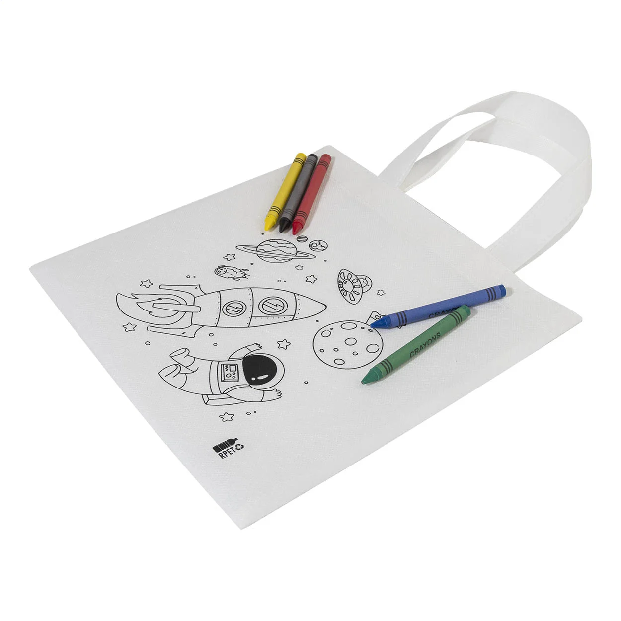 RPET Tasche zum Bemalen Spacolo, weiß – Bild 4