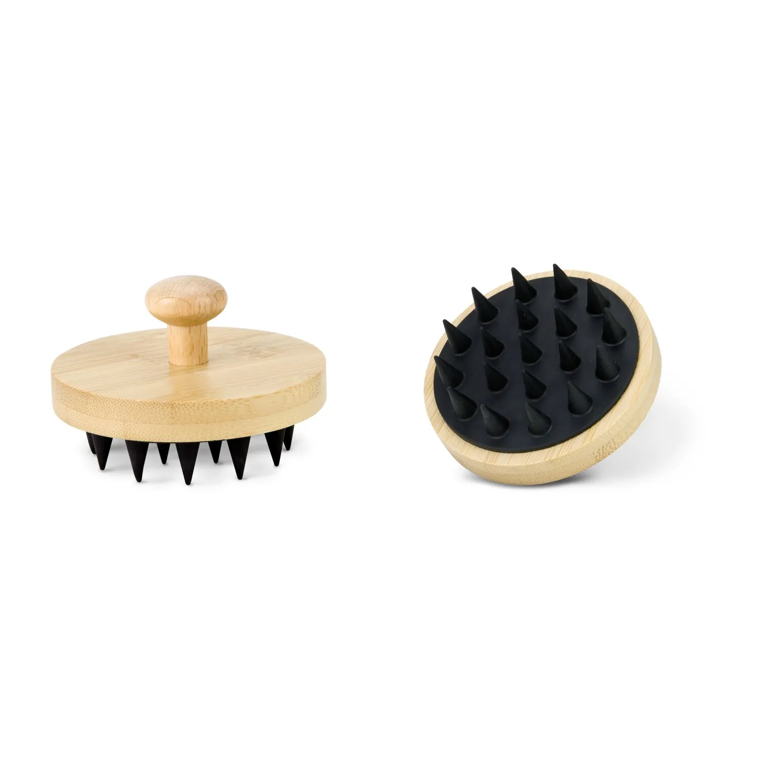 Massagebürste Scalp, Kopfhautbürste mit Silikonnoppen für Wellness-Kopfmassage, braun – Bild 2