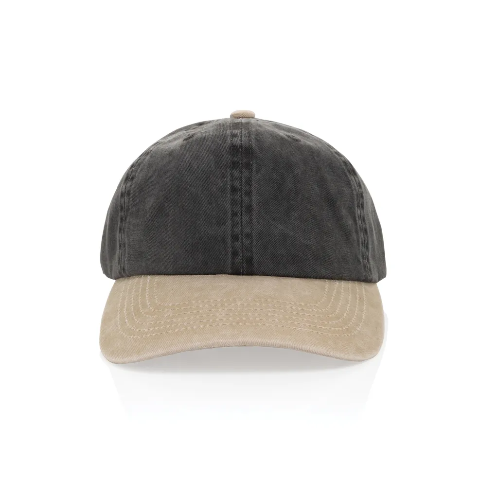 BEAU AWARE™ Two-Tone 6-Panel-Cap aus washed Cotton-Twill, schwarz – Bild 3