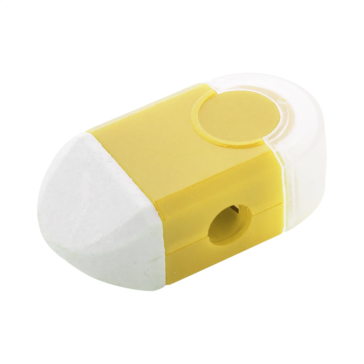 Radiergummi und Spitzer Pencix, gelb, weiß – Bild 2