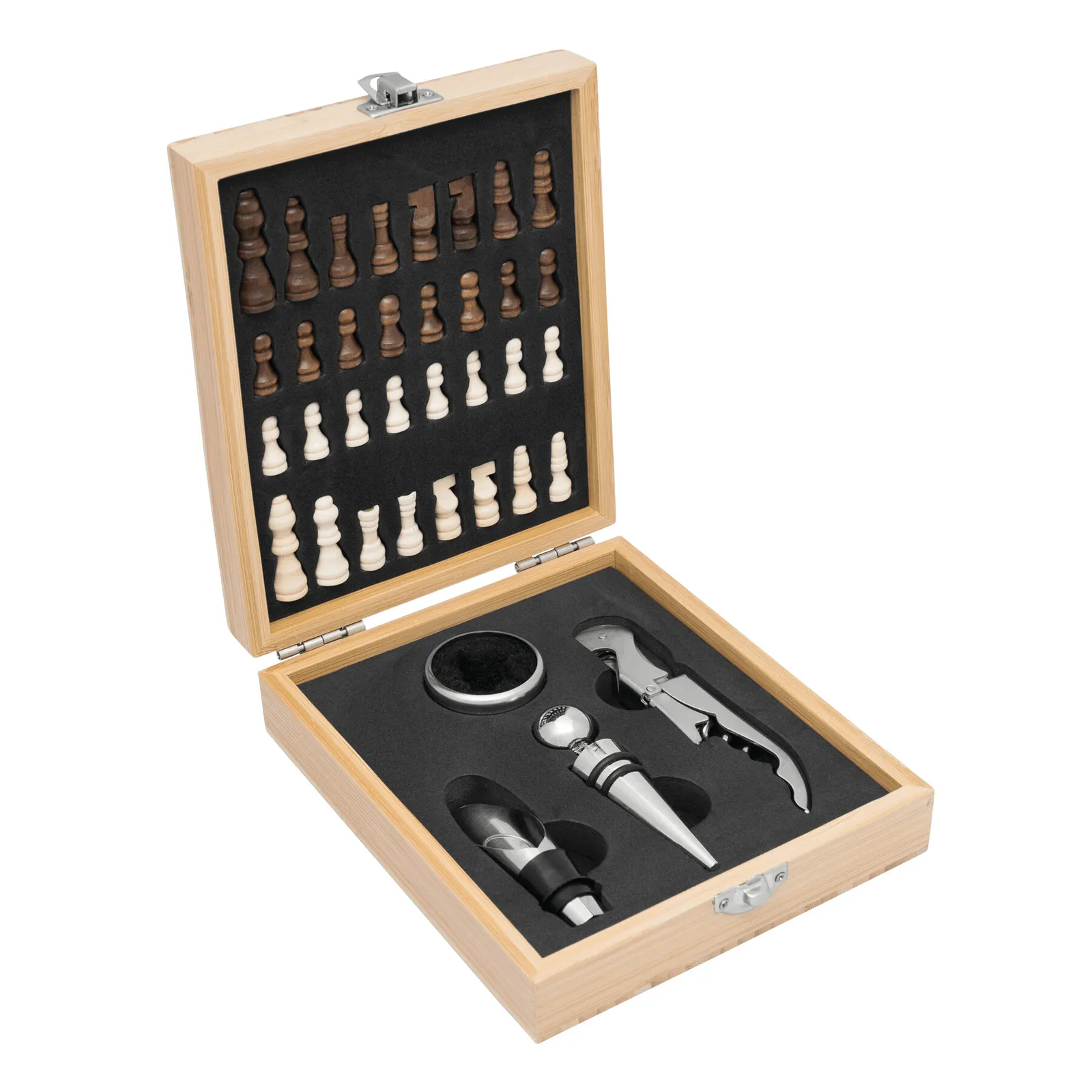 BAMBOO CHESS - Weinset mit Schachspiel braun, braun – Bild 2