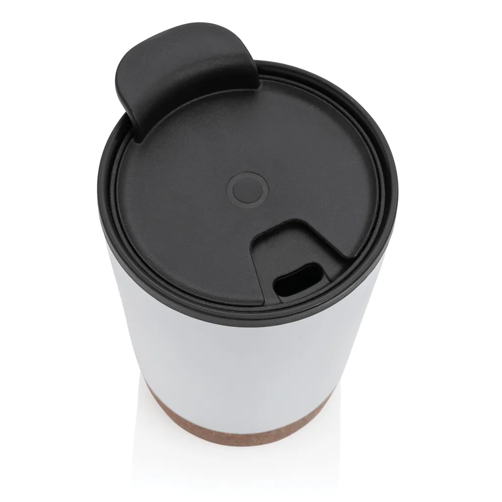 RCS recycelter Edelstahl-Kaffeebecher mit Kork, weiß – Bild 3