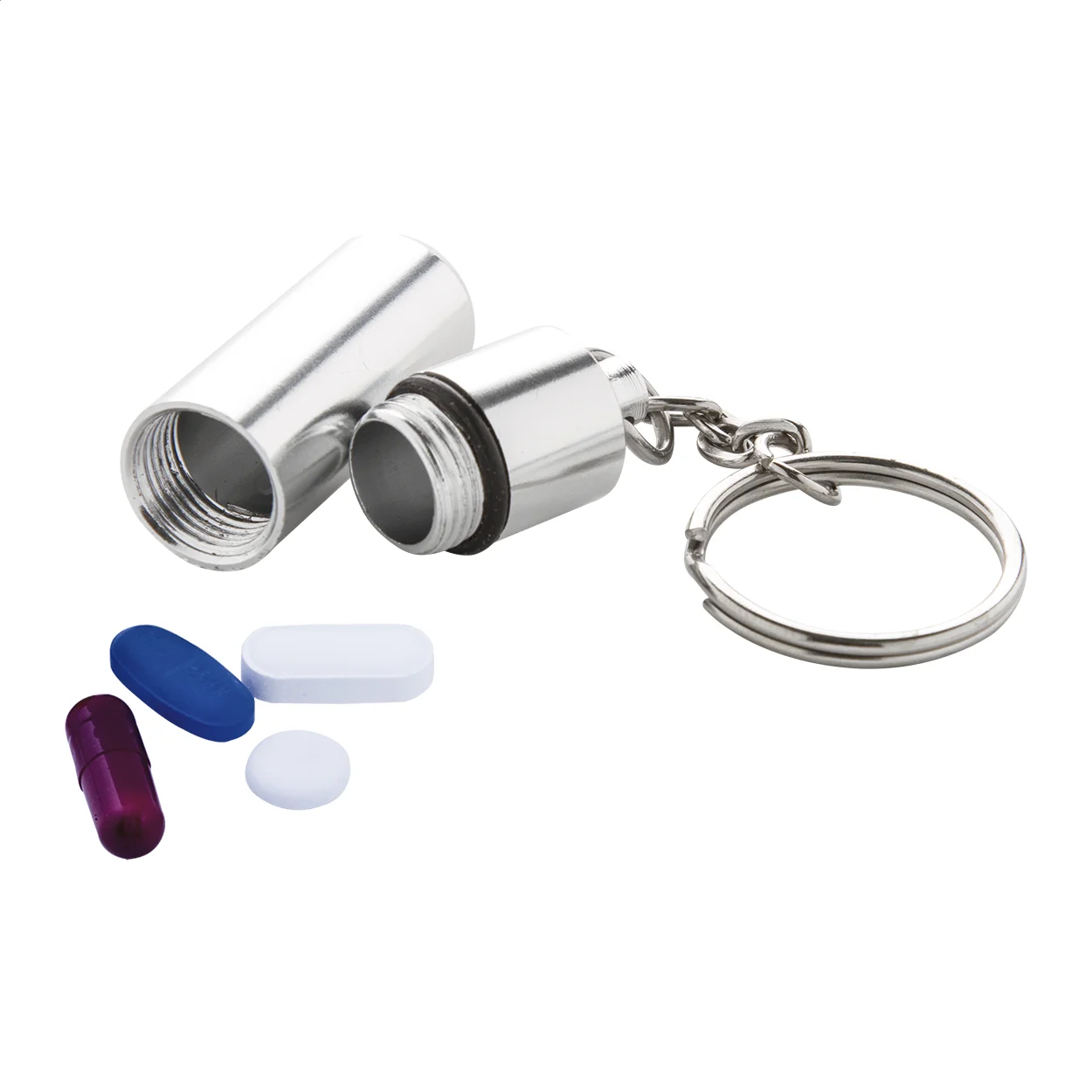 Schlüsselanhänger Carrypill mit Pillenbox, silber – Bild 2