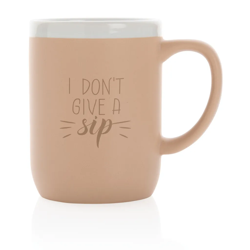 Keramiktasse mit weißem Rand, 300ml, braun – Bild 3
