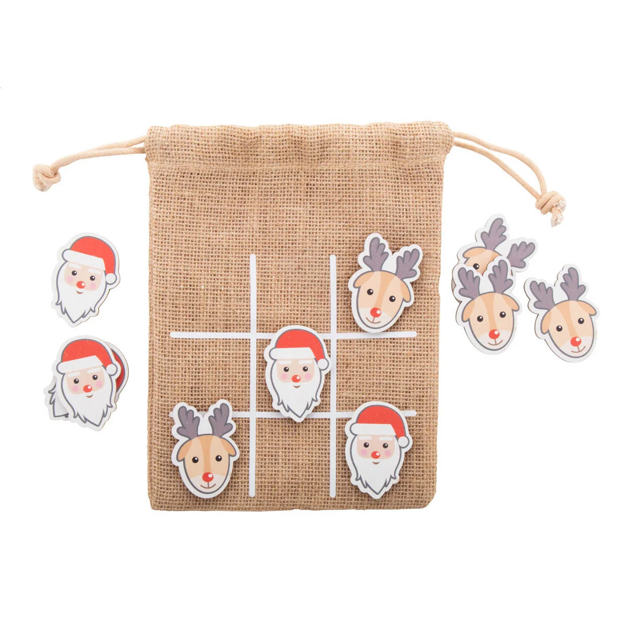 Weihnachtliches Tic-Tac-Toe Weihnachtsmann & Rentier Juxo, natur – Bild 3