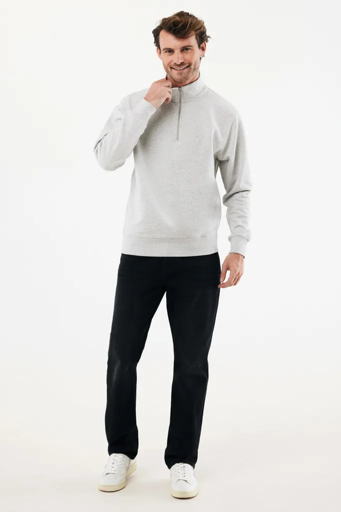 IQONIQ Elgon Quarter-Zip-Sweater aus rec. Baumwolle, light heather grey – Bild 4