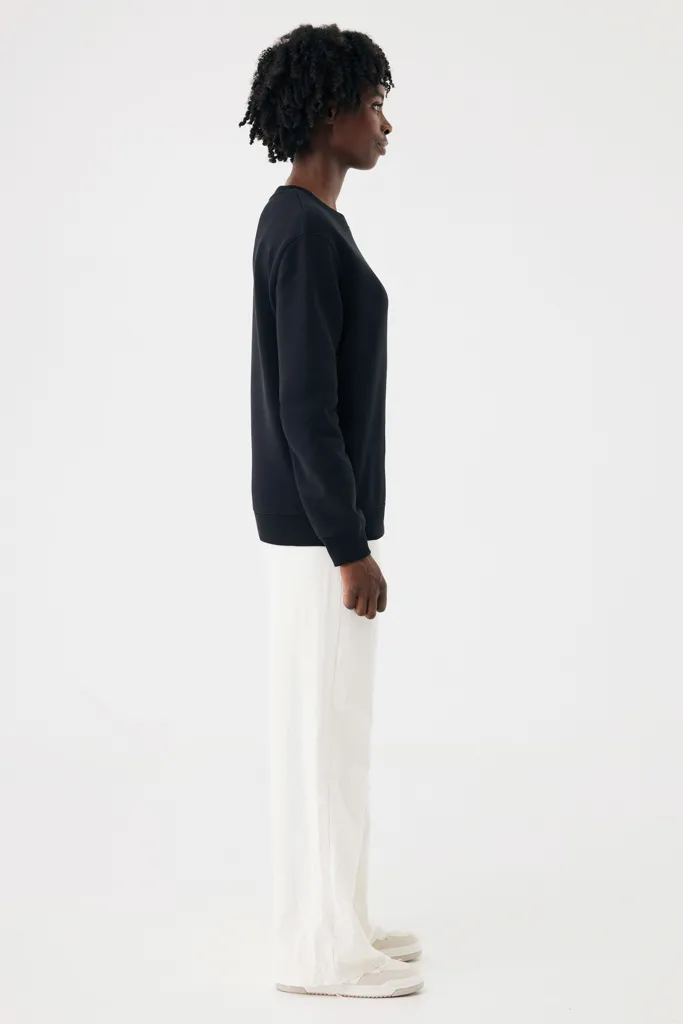 IQONIQ Torla Rundhals-Pullover aus recycelter Baumwolle, schwarz – Bild 7