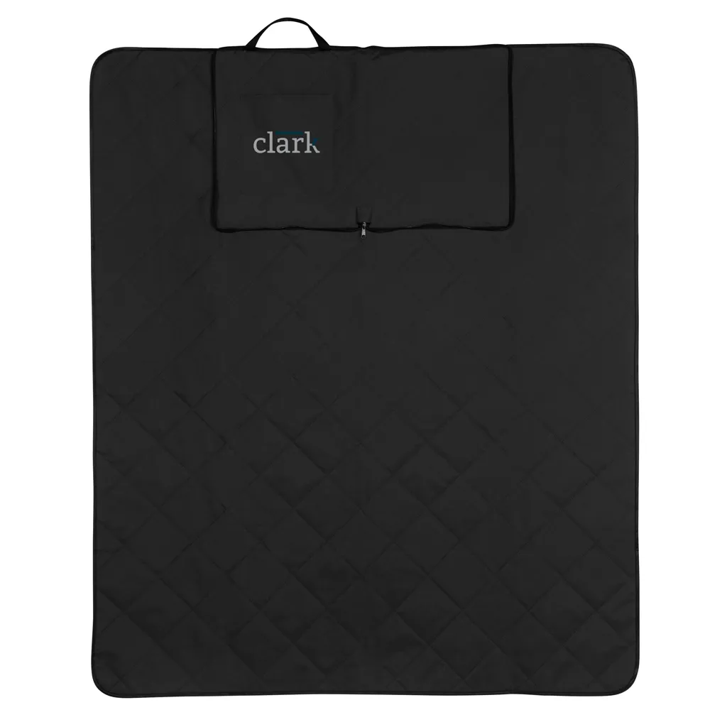 Impact Aware™ RPET faltbare, gesteppte Picknickdecke, schwarz – Bild 4