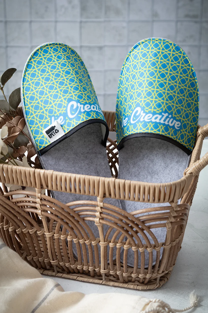 Individuelle RPET Hausschuhe CreaFelt Slip, weiß, grau – Bild 6