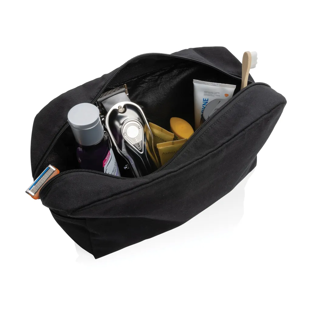 Impact Aware™ 285g/m² Kosmetiktasche aus ungefärbtem Canvas, schwarz – Bild 2