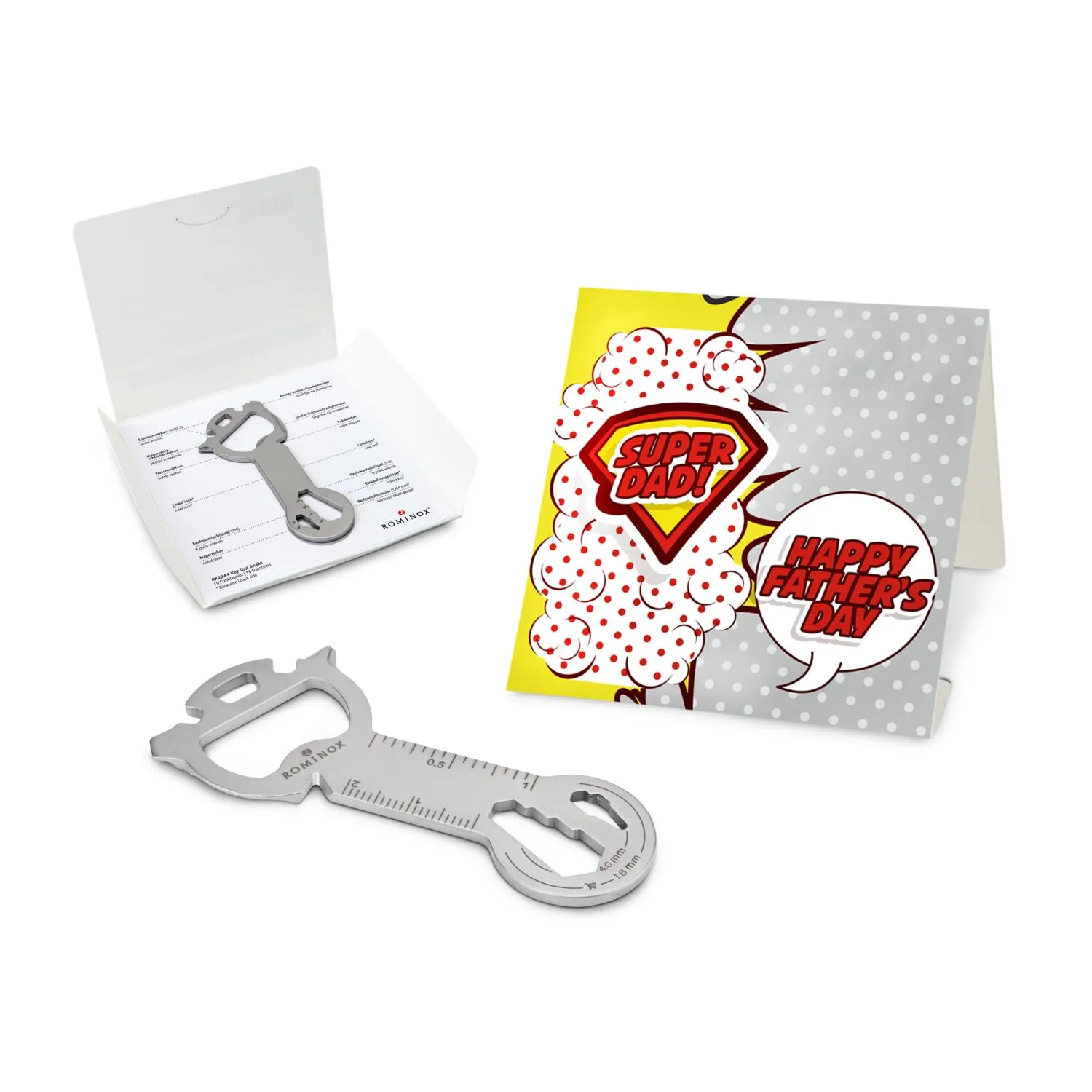 Geschenkartikel: ROMINOX® Key Tool / Multifunktionswerkzeug im Motiv-Mäppchen Super Dad