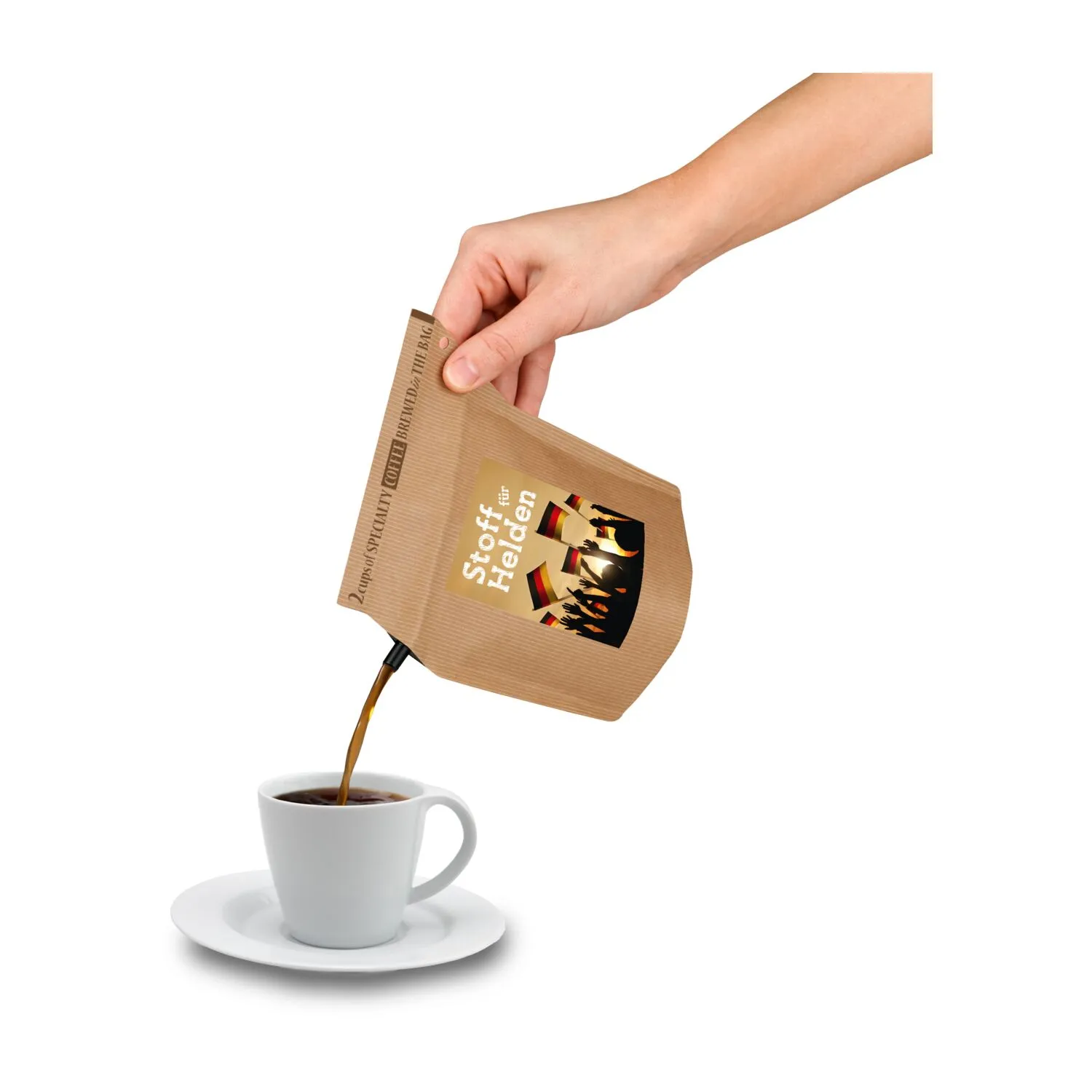Geschenkartikel / Präsentartikel: Deutschland FAN-Kaffee, wiederverwendbarer Brühbeutel, braun – Bild 3
