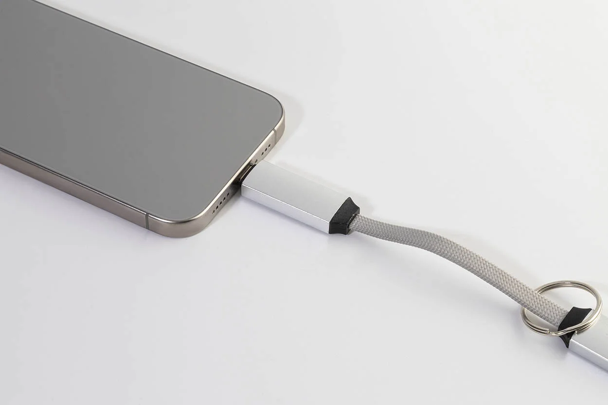 Schlüsselanhänger Keycab mit 60W USB-C-Kabel, silber – Bild 5
