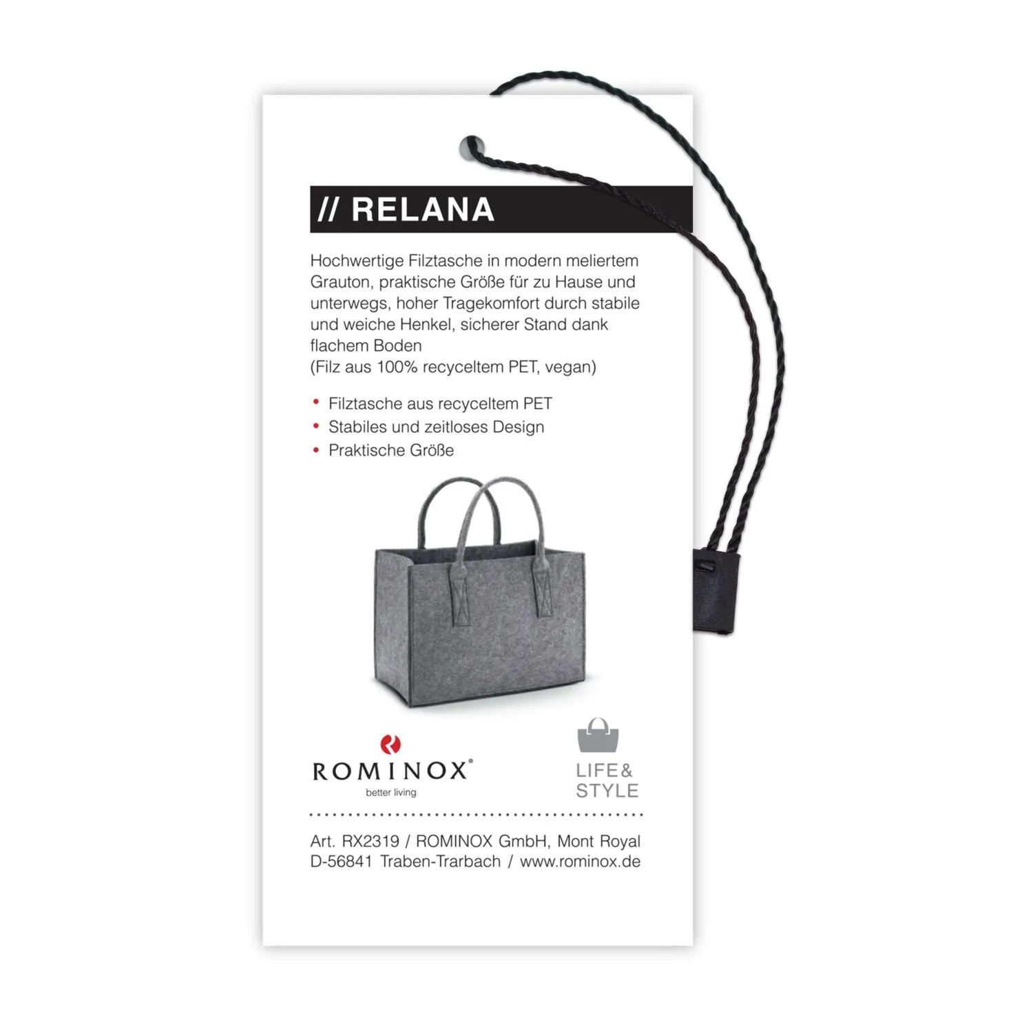 ROMINOX® Vegane Filztasche // Relana, grau – Bild 4