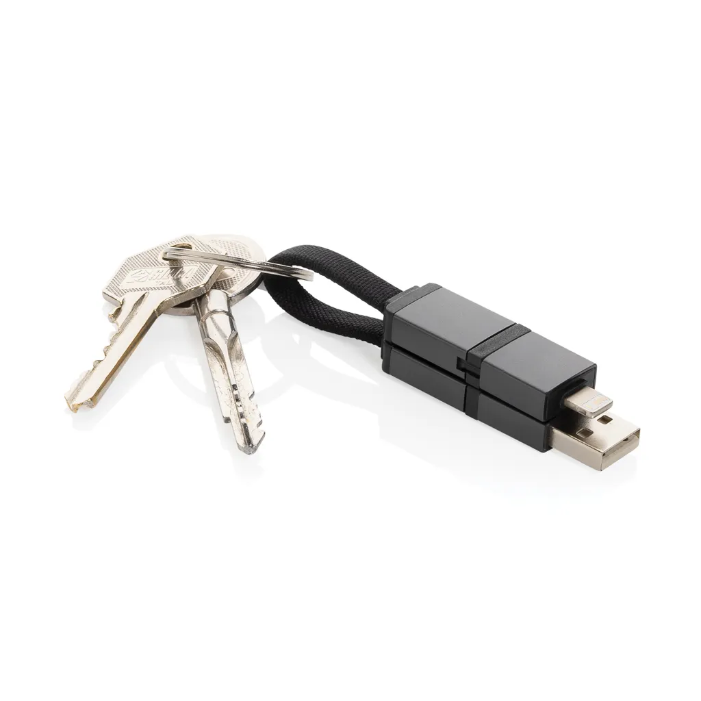 Terra 4-in-1 Schnellladekabel für den Schlüsselbund aus rAlu, grau – Bild 2