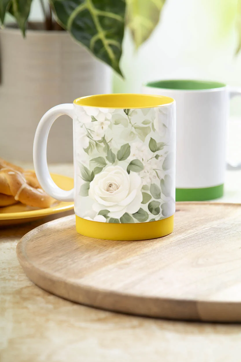 Sublimationstasse MultiColour Plus, gelb, weiß – Bild 5