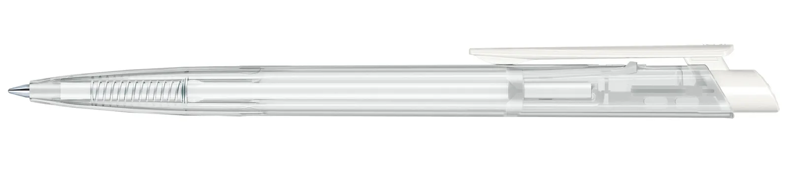 Dart Clear Druckkugelschreiber, Weiß - Clear – Bild 4