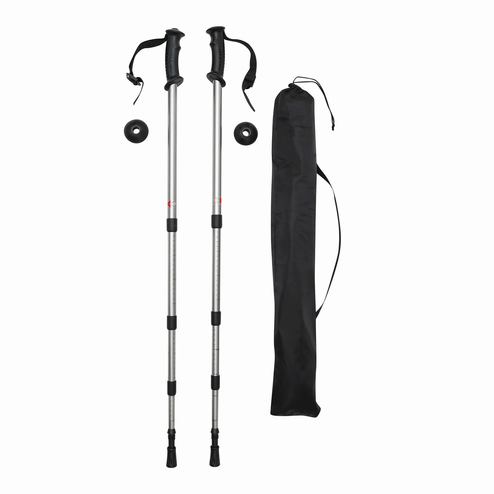 FIT AND FUN - Ausziehbare Trekking-Stöcke schwarz, silber, schwarz, silber – Bild 3