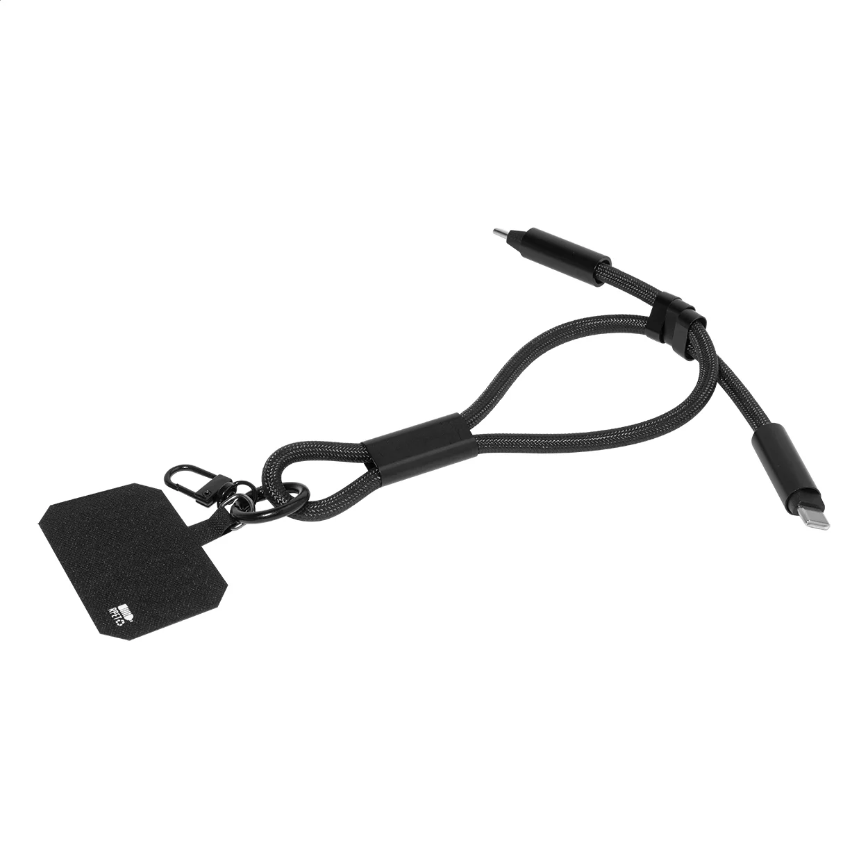 60W Handgelenkband mit Lade- und Datenkabel aus RPET CuffCharge, schwarz – Bild 3