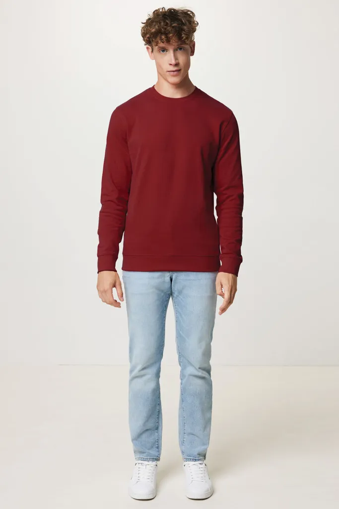 IQONIQ Zion Rundhals-Sweater aus recycelter Baumwolle, burgunderrot – Bild 8