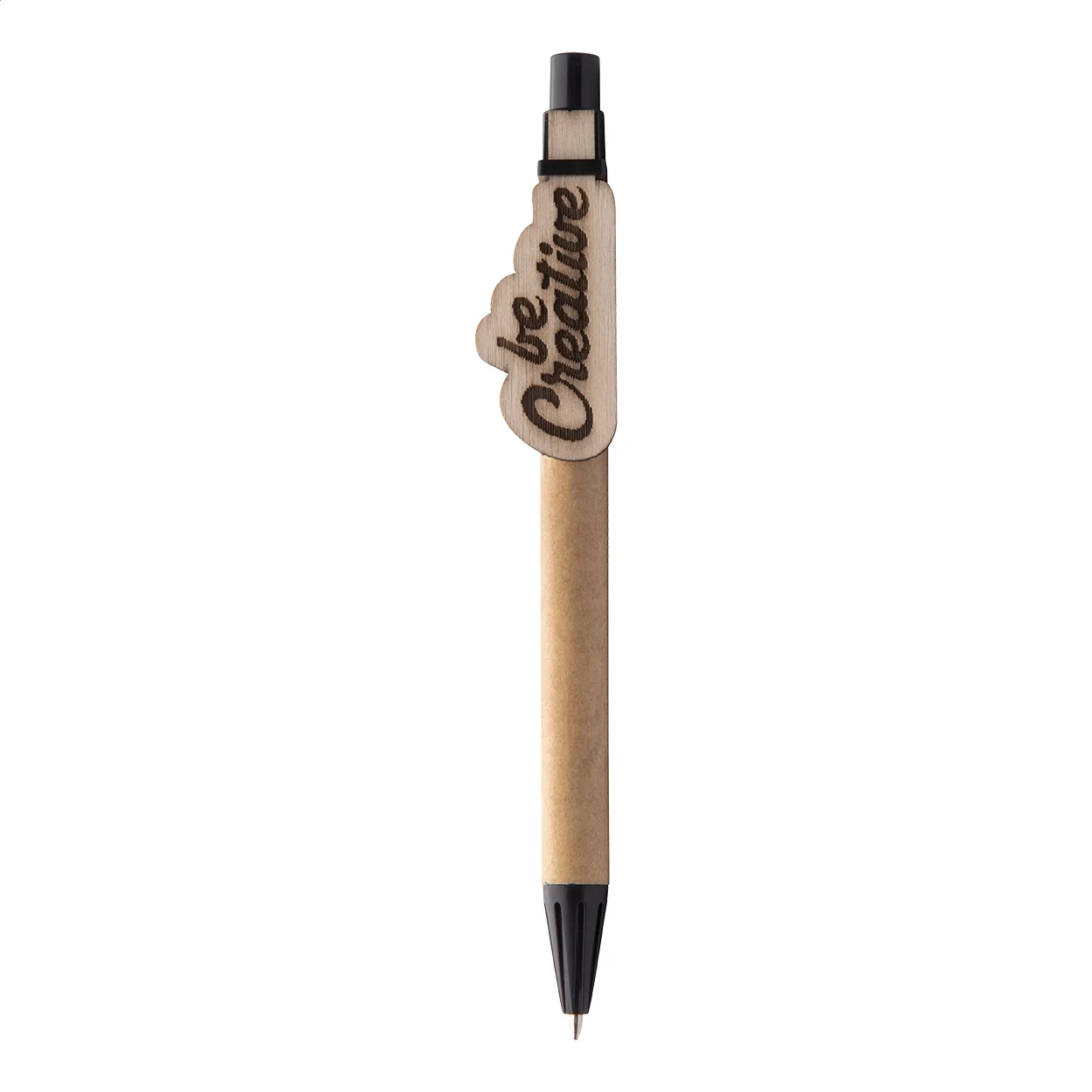 Kugelschreiber CreaClip Eco, schwarz, natur – Bild 2