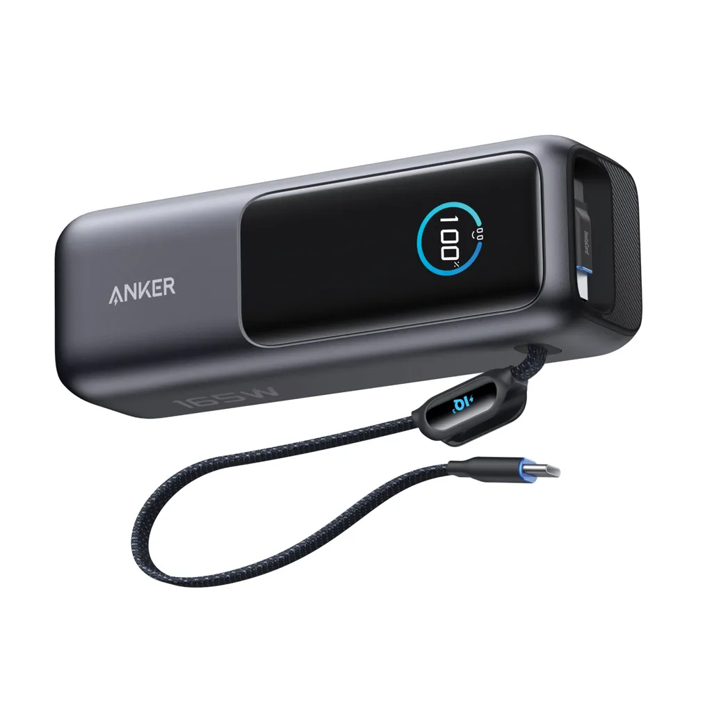 Anker Powerbank 25.000mAh-165W, mit integr. einziehb. Kabel, grau – Bild 2