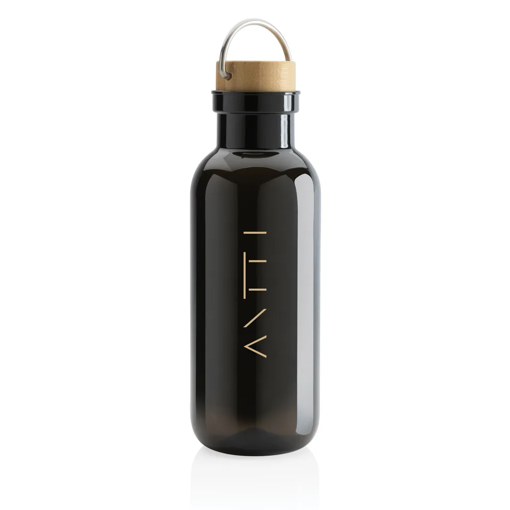 RCS rPET Flasche with Bambusdeckel und Griff, schwarz – Bild 6