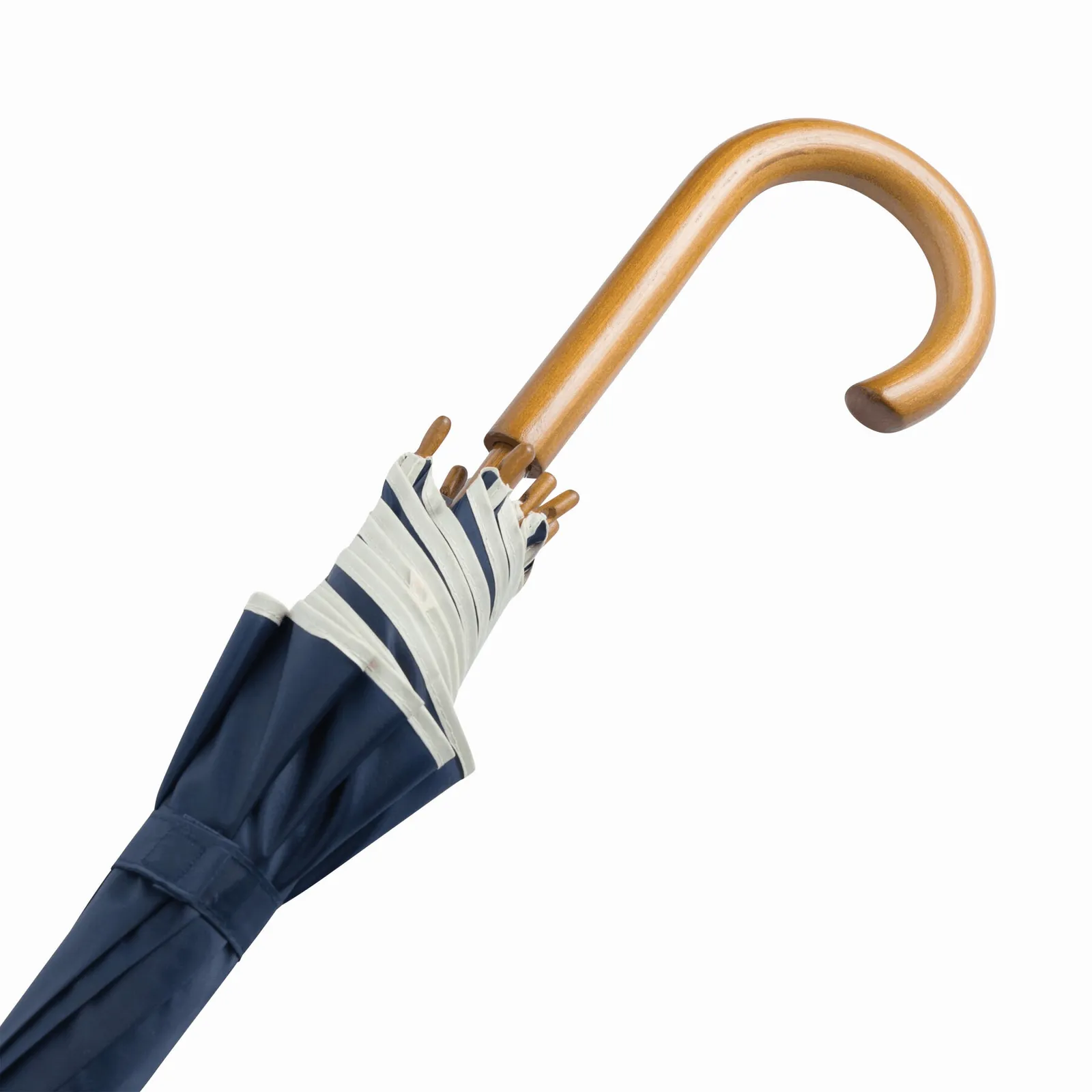 WALTZ Umbrella, Automatik-Holzstockschirm, beige, marineblau – Bild 6