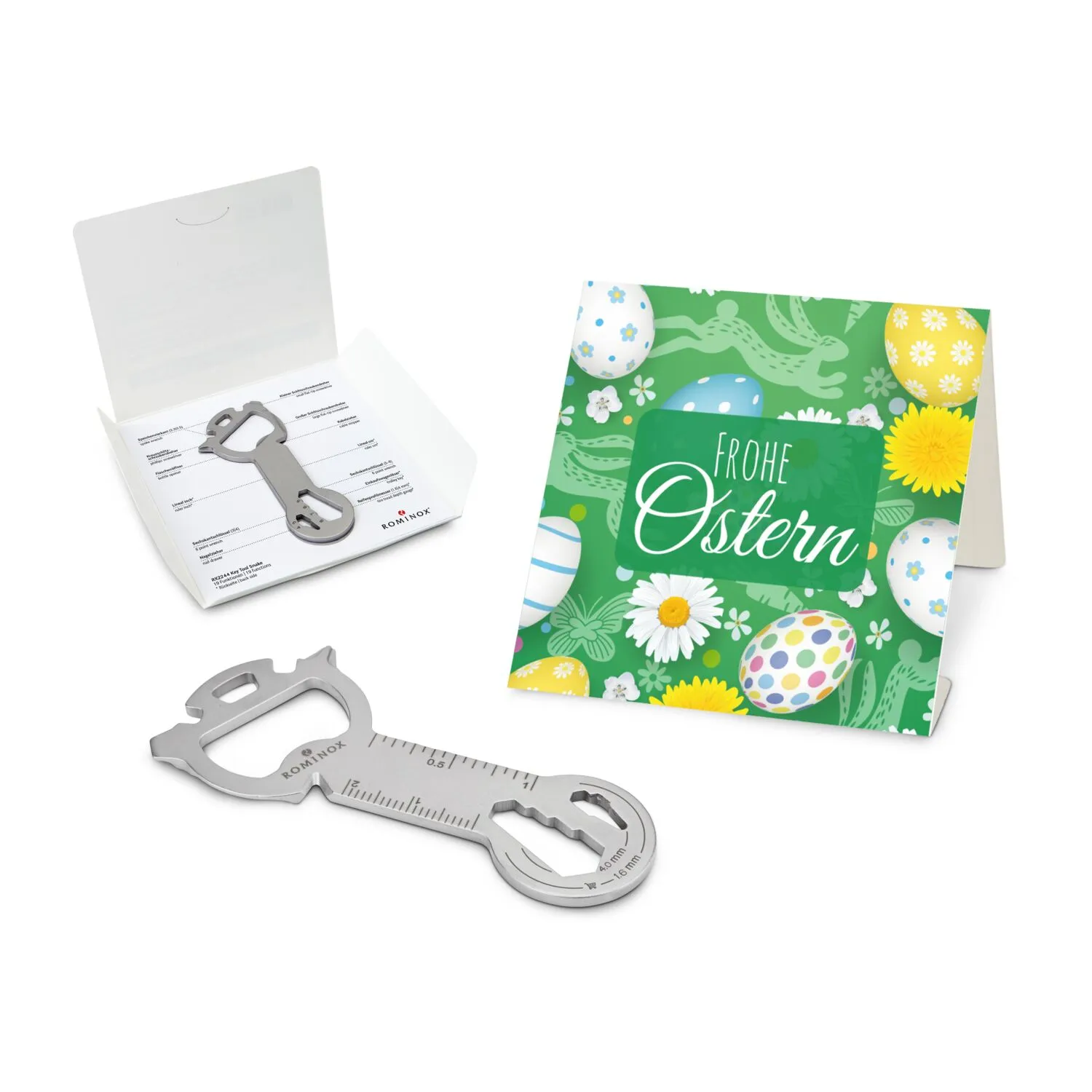 Geschenkartikel: ROMINOX® Key Tool / Multifunktionswerkzeug im Motiv-Mäppchen Frohe Ostern