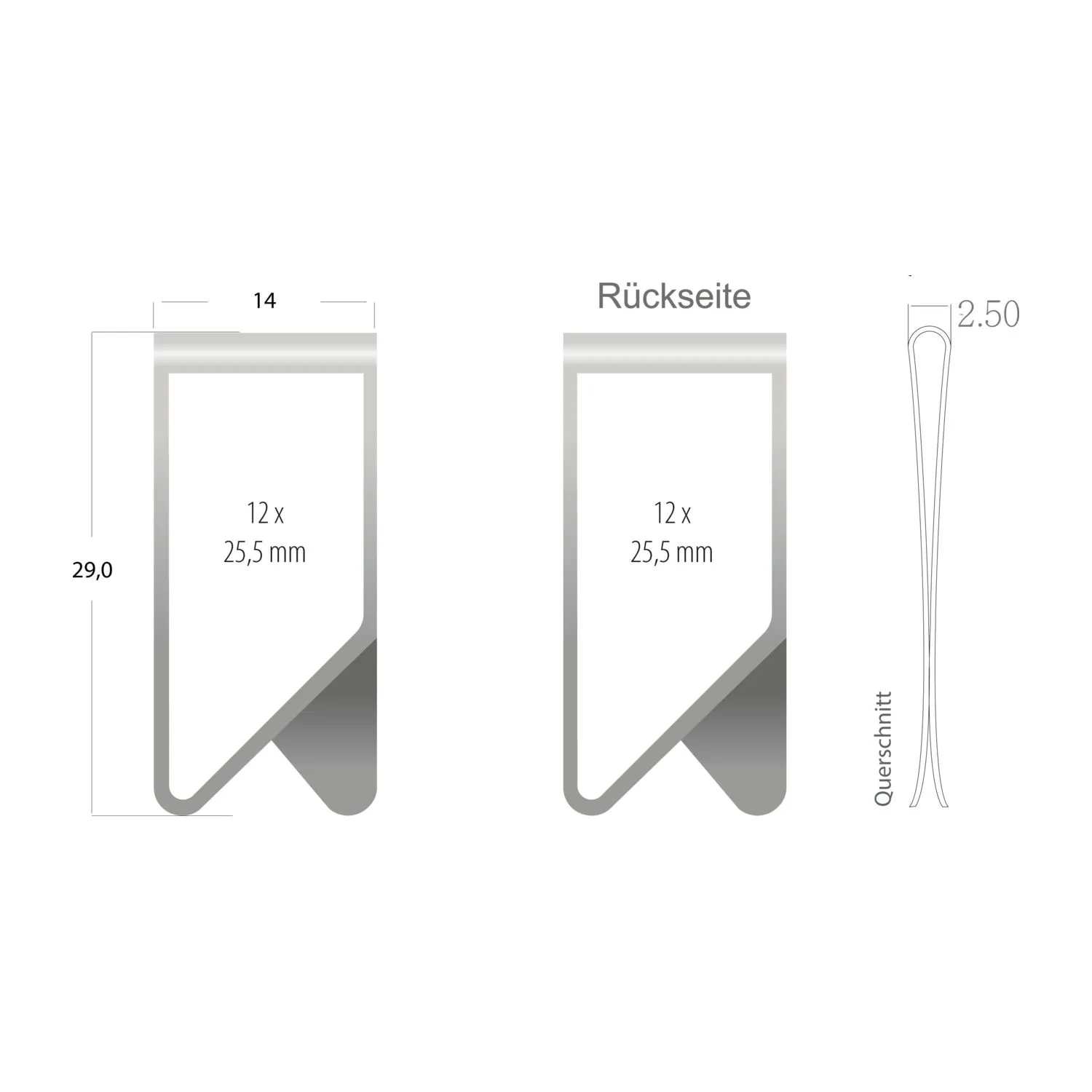 ROMINOX® Mehrweg-Büroklammer X Clip, 5 Varianten, idealer Mailingartikel für Dokumente, bis zu 12 Seiten Klemmkraft, silber – Bild 6