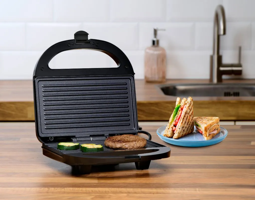 ALPINA Sandwichmaker 750W Kontaktgrill, Schwarz – Bild 3