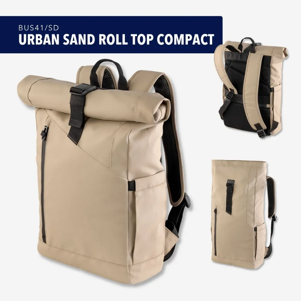 Roll Top Rucksack URBAN SAND ROLL TOP COMPACT, sandfarben/schwarz – Bild 9