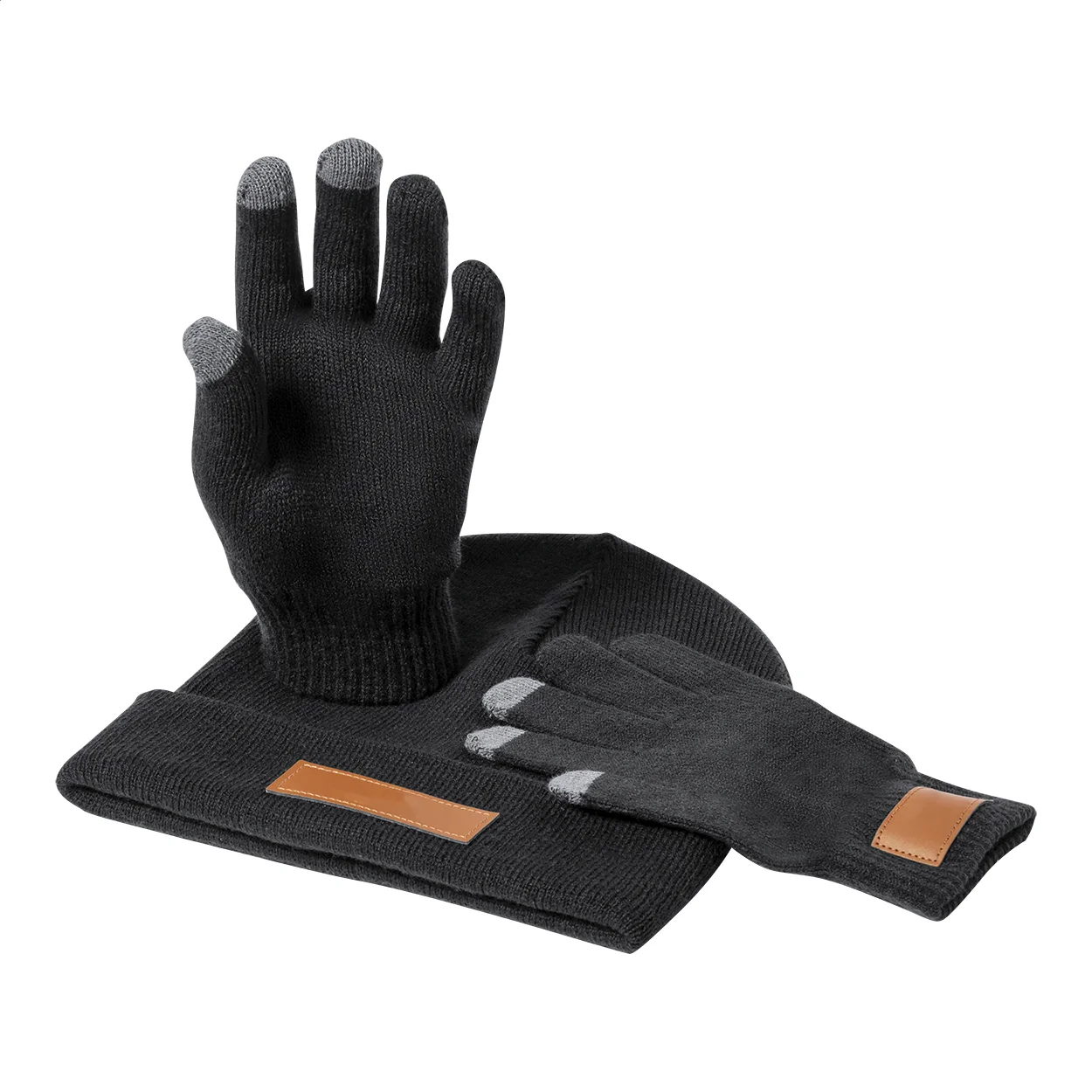 Mützen- und Handschuh-Set Pashen, schwarz – Bild 4