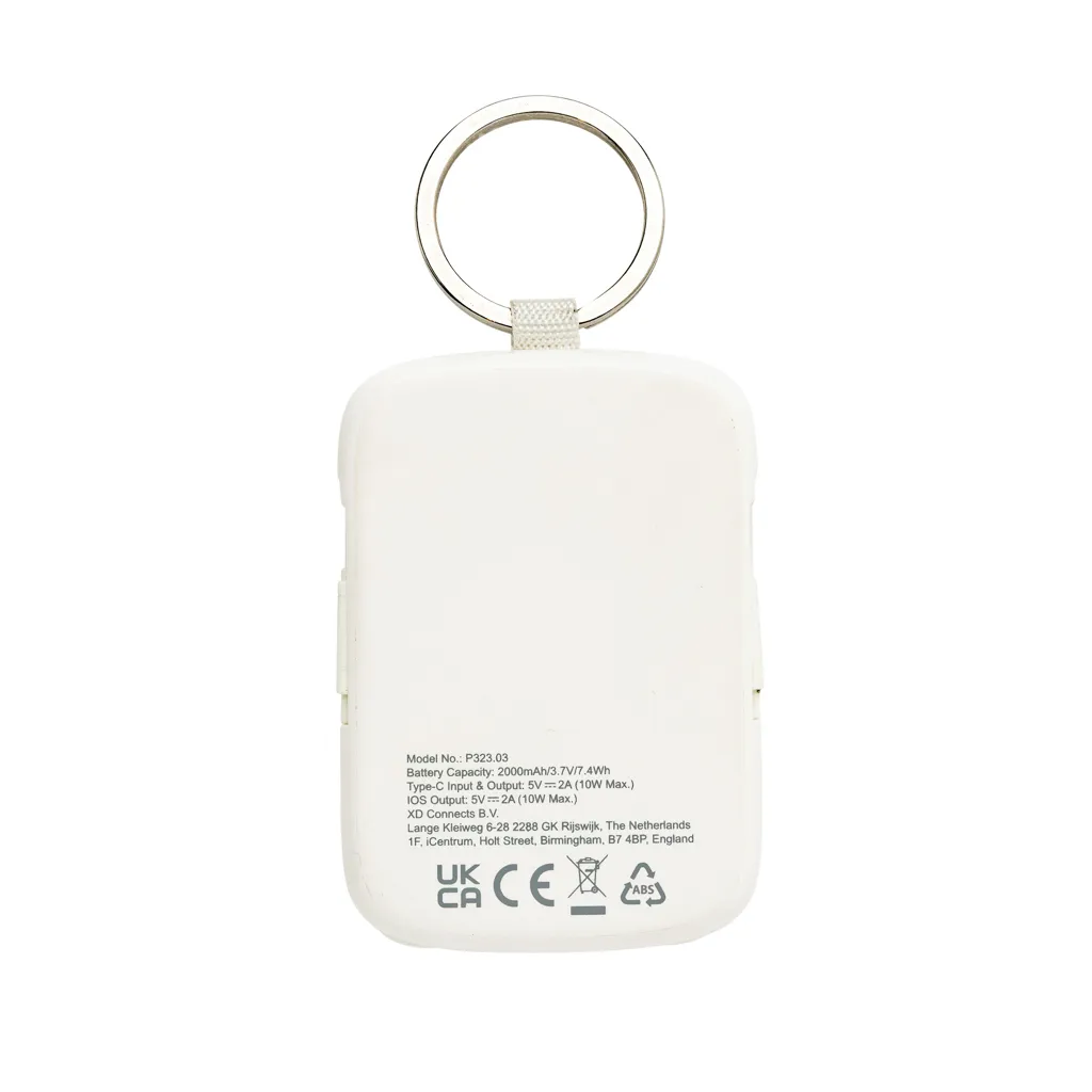 Nexo RCS Key-Chain-Powerbank 2.000mAh mit integr. Kabeln, weiß – Bild 6