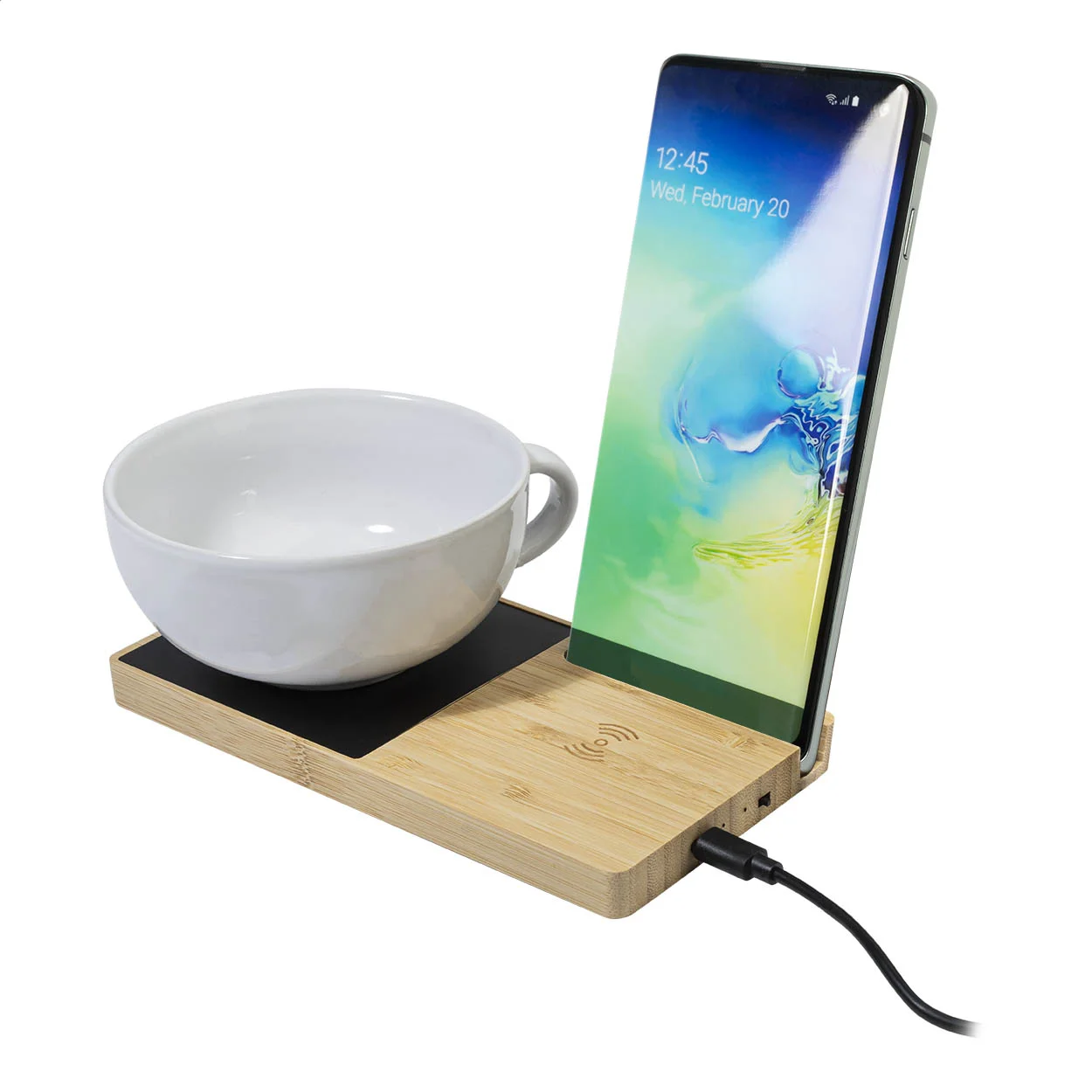 Wireless-Charger SipDock mit Tassenwärmer, natur, schwarz – Bild 7
