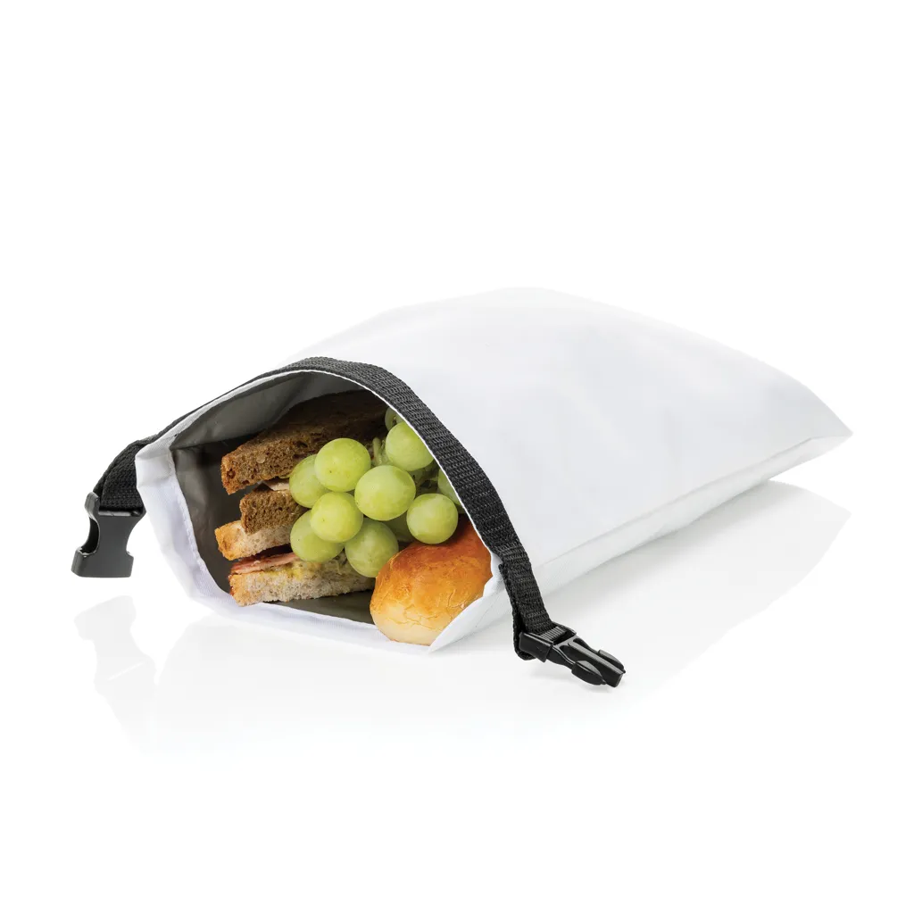 Snackstrap faltbarer Lunchbag aus AWARE™ rPET 30 x 20cm, weiß – Bild 2