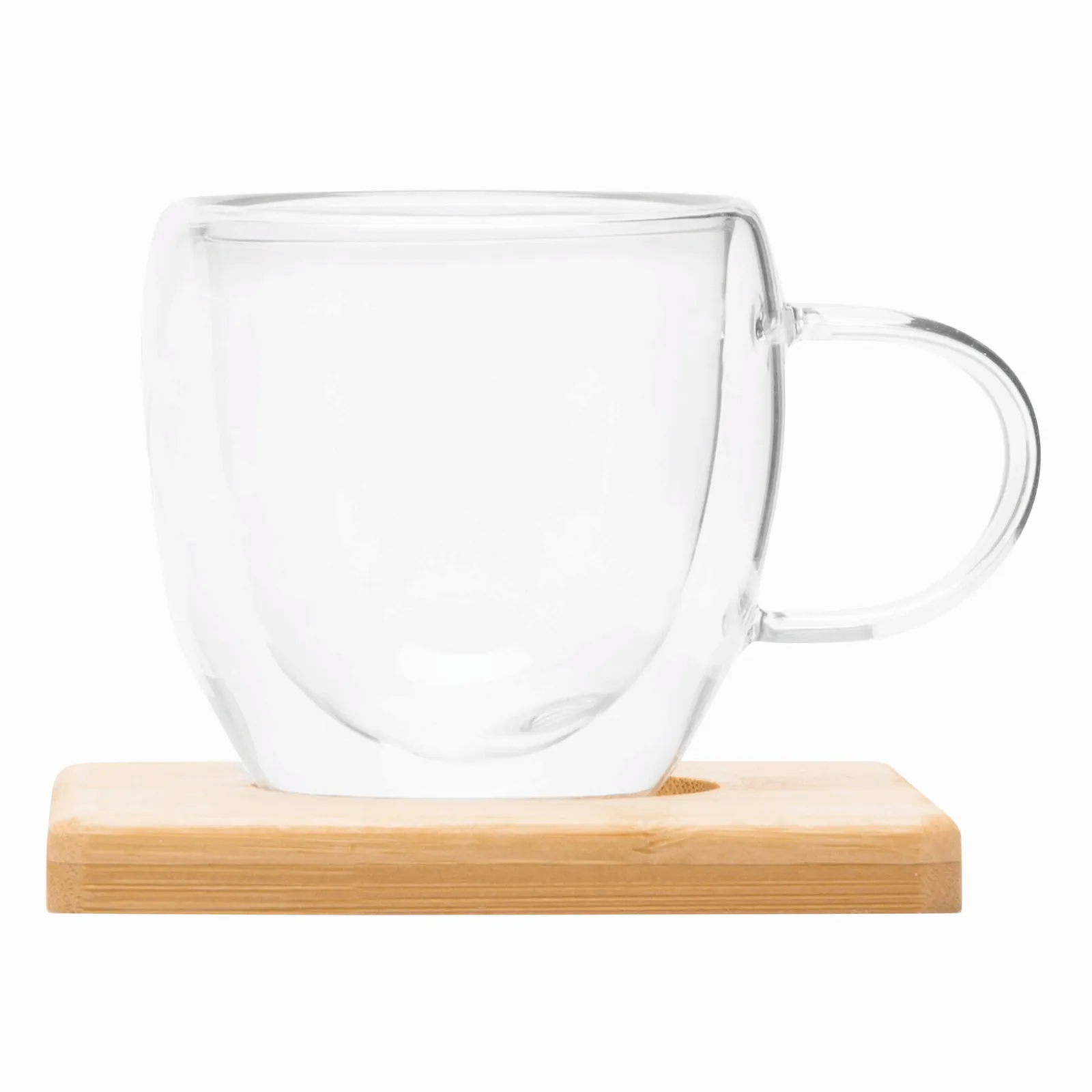 BAMBOO DUO - Glastassen-Set braun, transparent, braun, transparent – Bild 3