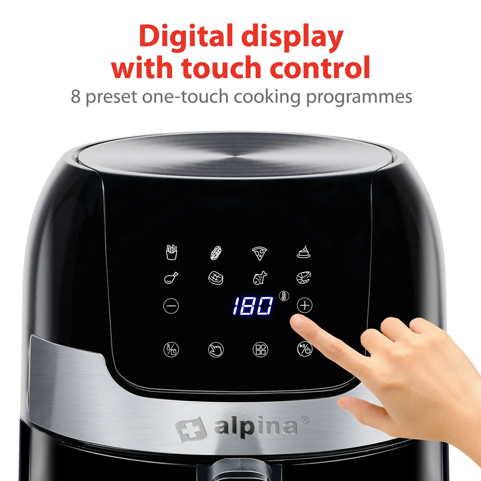 ALPINA Digitale Heißluftfritteuse 3.5L 1400W 230V, Schwarz – Bild 7