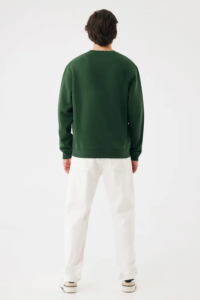 IQONIQ Torla Rundhals-Pullover aus recycelter Baumwolle, forest green – Bild 7