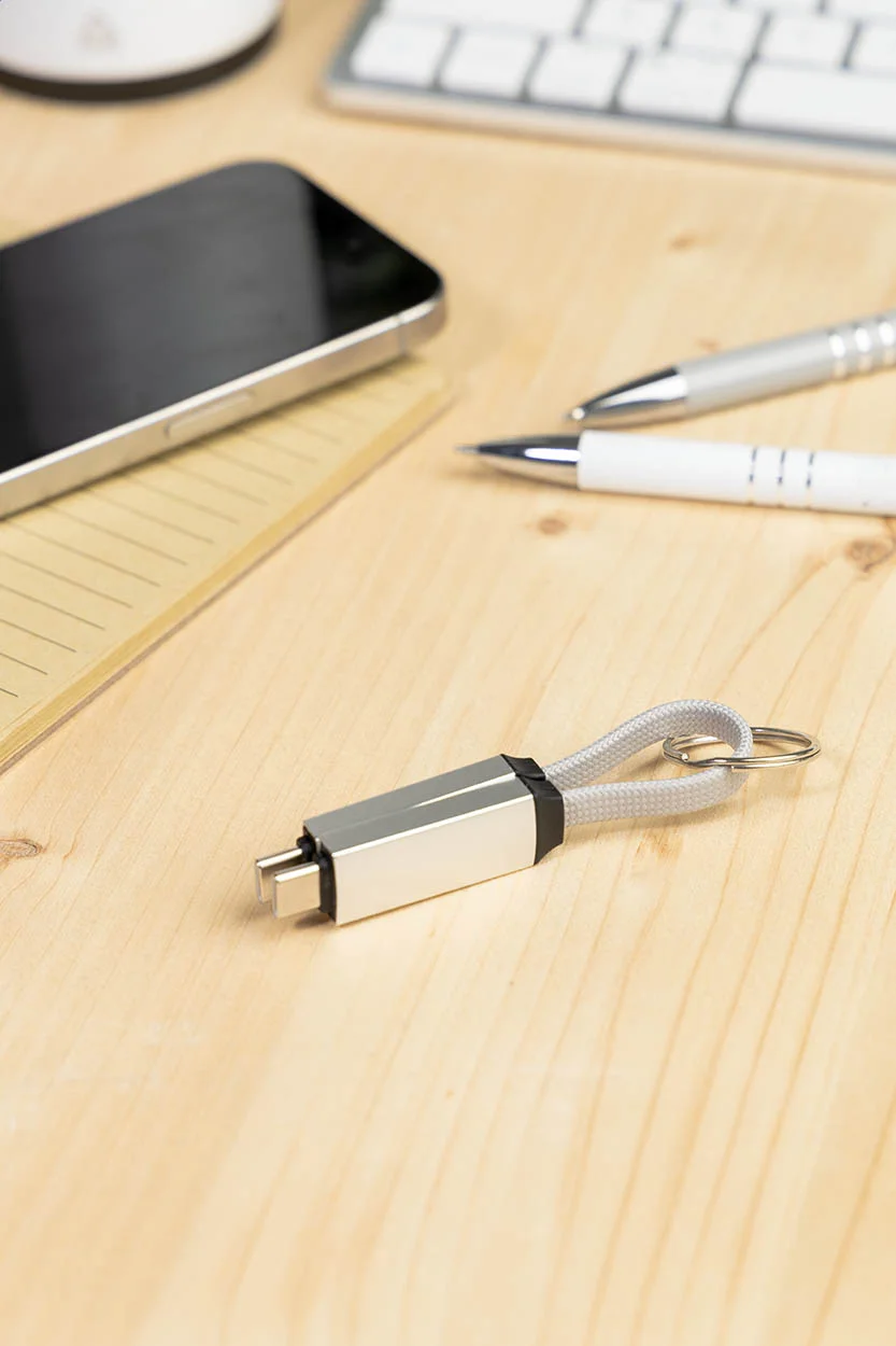Schlüsselanhänger Keycab mit 60W USB-C-Kabel, silber – Bild 7