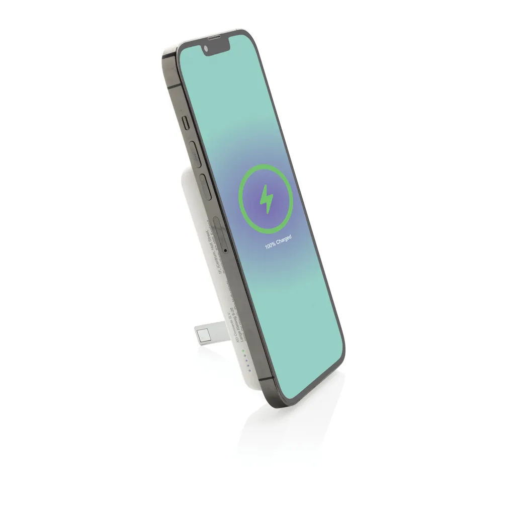 Zen 5000mAh 5W magnetische Bambus-Powerbank aus RCS rPlastik, weiß – Bild 3