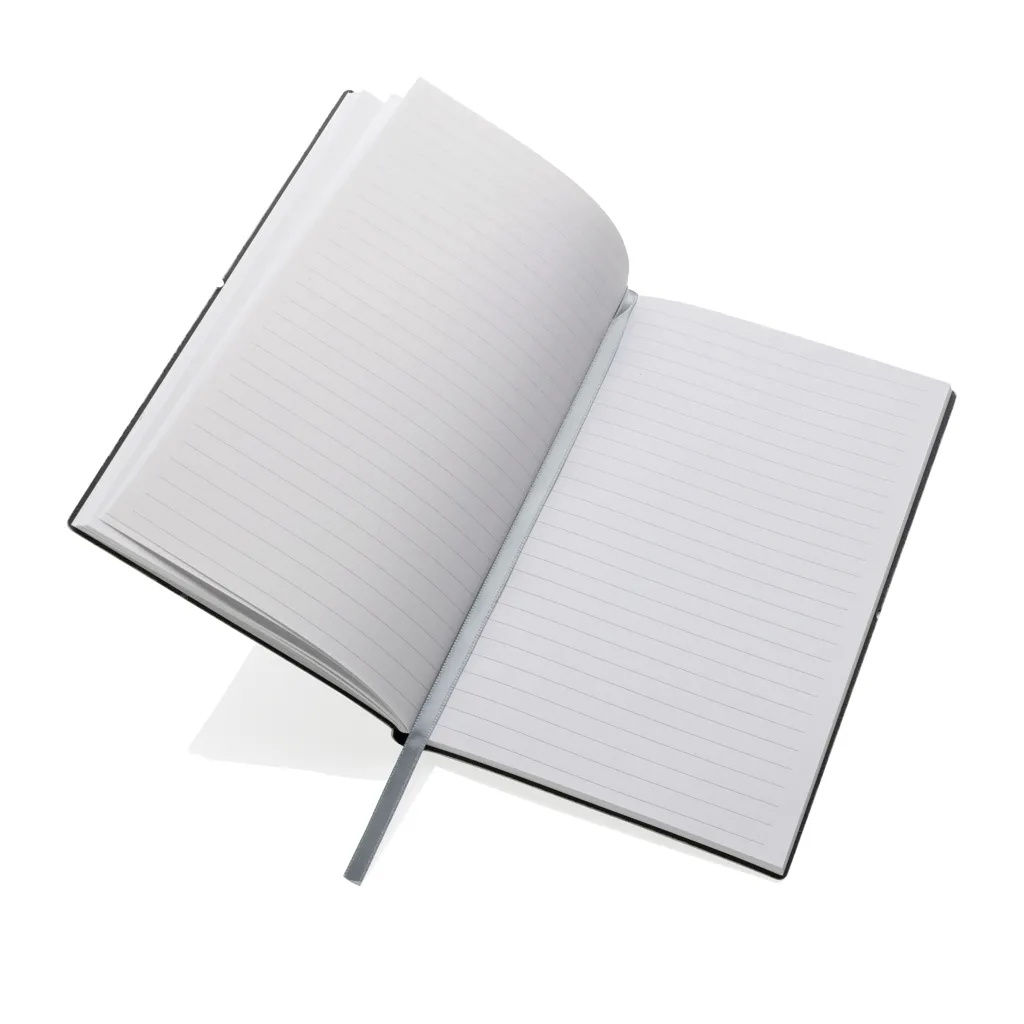 A5 Notizbuch aus GRS recyceltem Leder, Hellgrau – Bild 3