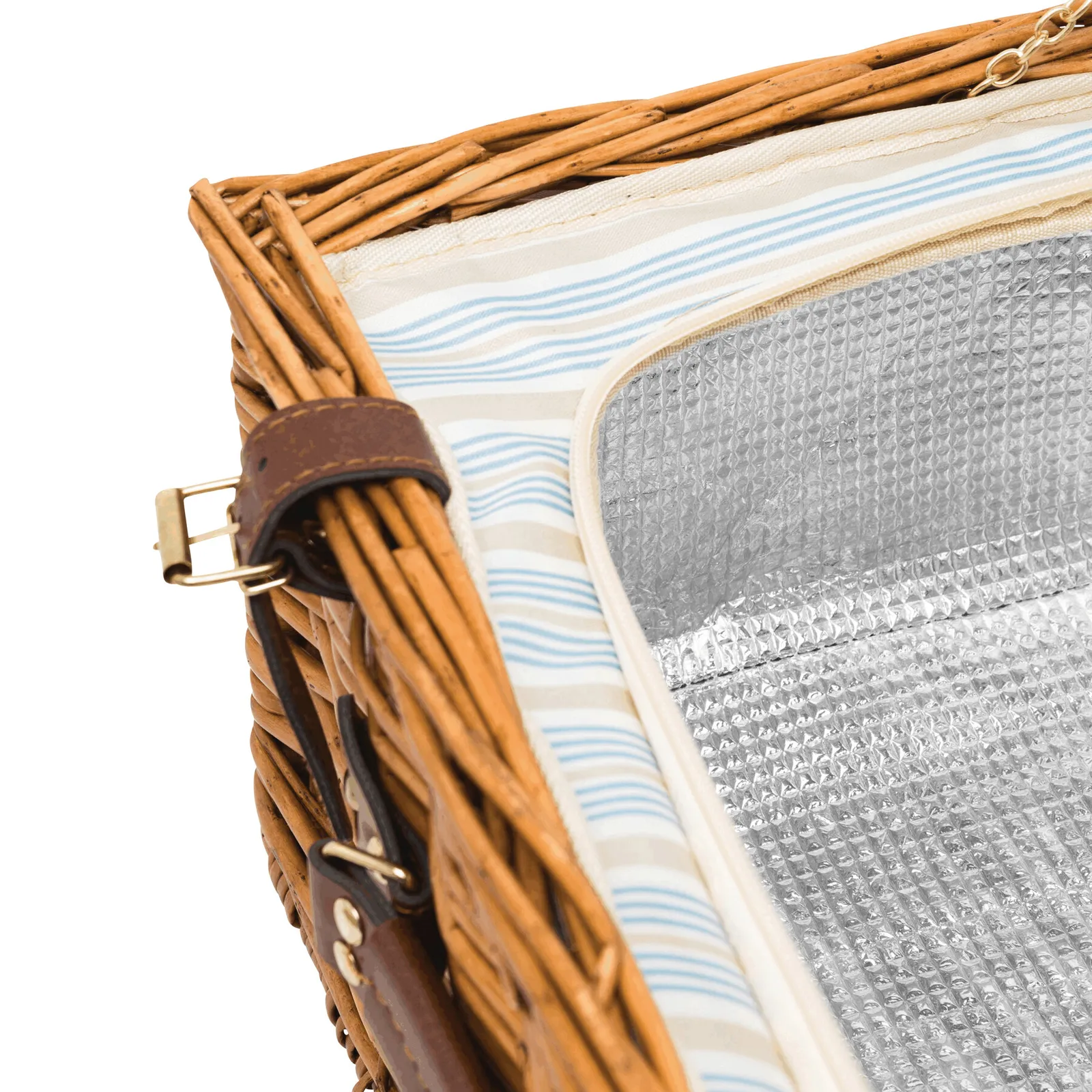 MADISON PARK - Weiden-Picknickkorb beige, blau, braun, beige, blau – Bild 8