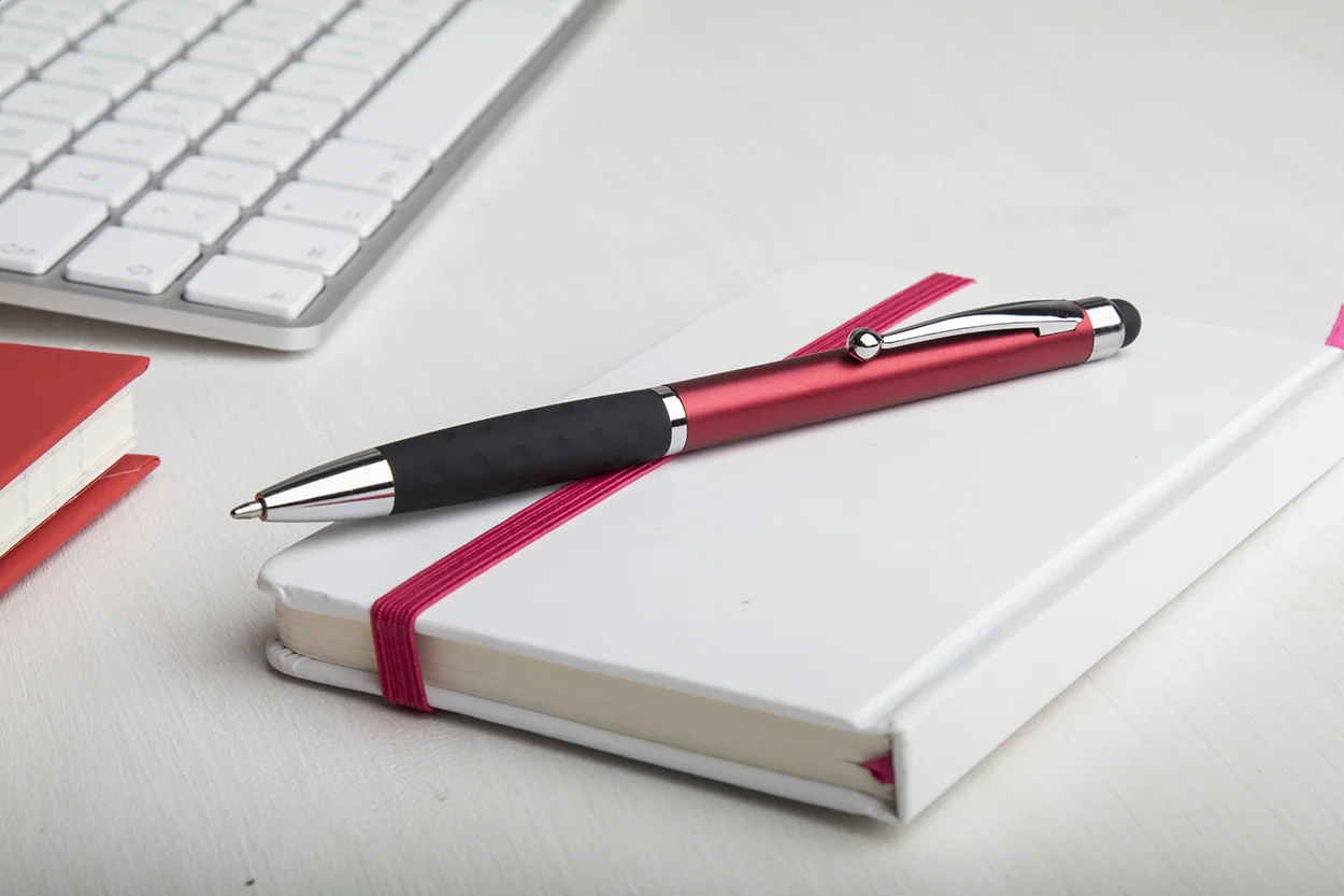 Touchpen Stilos mit Kugelschreiber, rot – Bild 3
