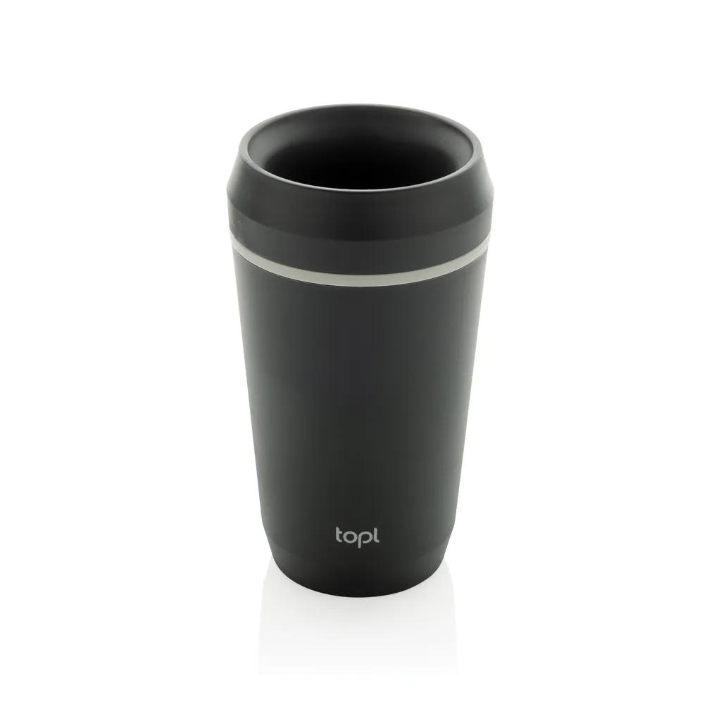 Topl-Becher aus rec. Kunststoff mit 360-Grad-Deckel 354ml, grau – Bild 2